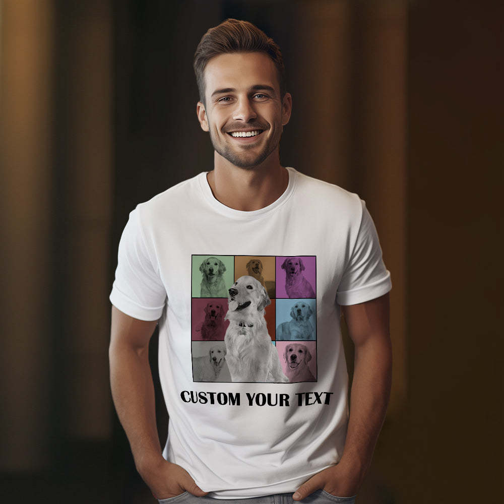 Custom Your Photo and Text Shirt Personalised Dog Photo Shirt Custom Multi Pet Portrait Shirt - MyFaceSocksEU