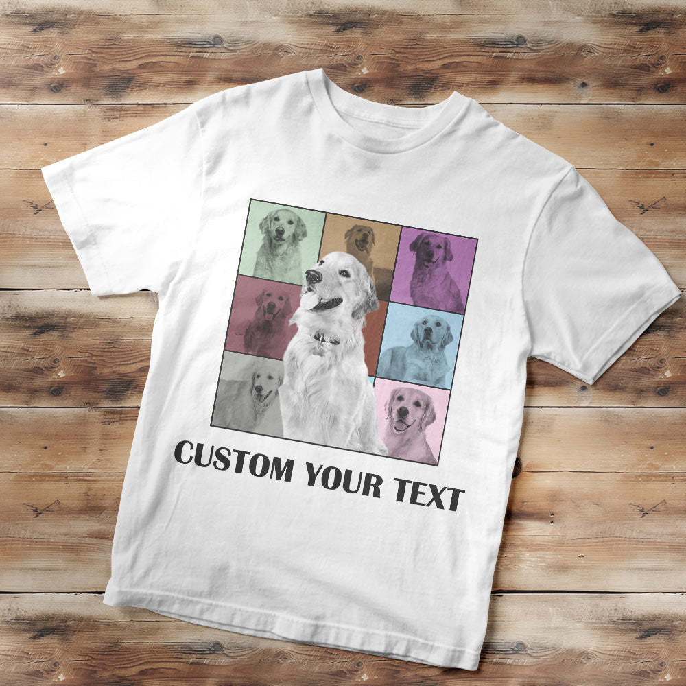 Custom Your Photo and Text Shirt Personalised Dog Photo Shirt Custom Multi Pet Portrait Shirt - MyFaceSocksEU