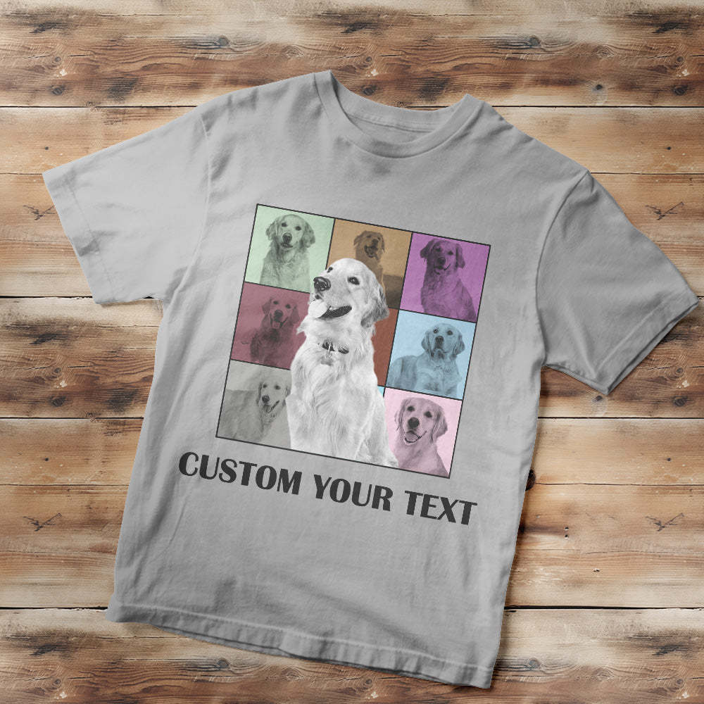 Custom Your Photo and Text Shirt Personalised Dog Photo Shirt Custom Multi Pet Portrait Shirt - MyFaceSocksEU