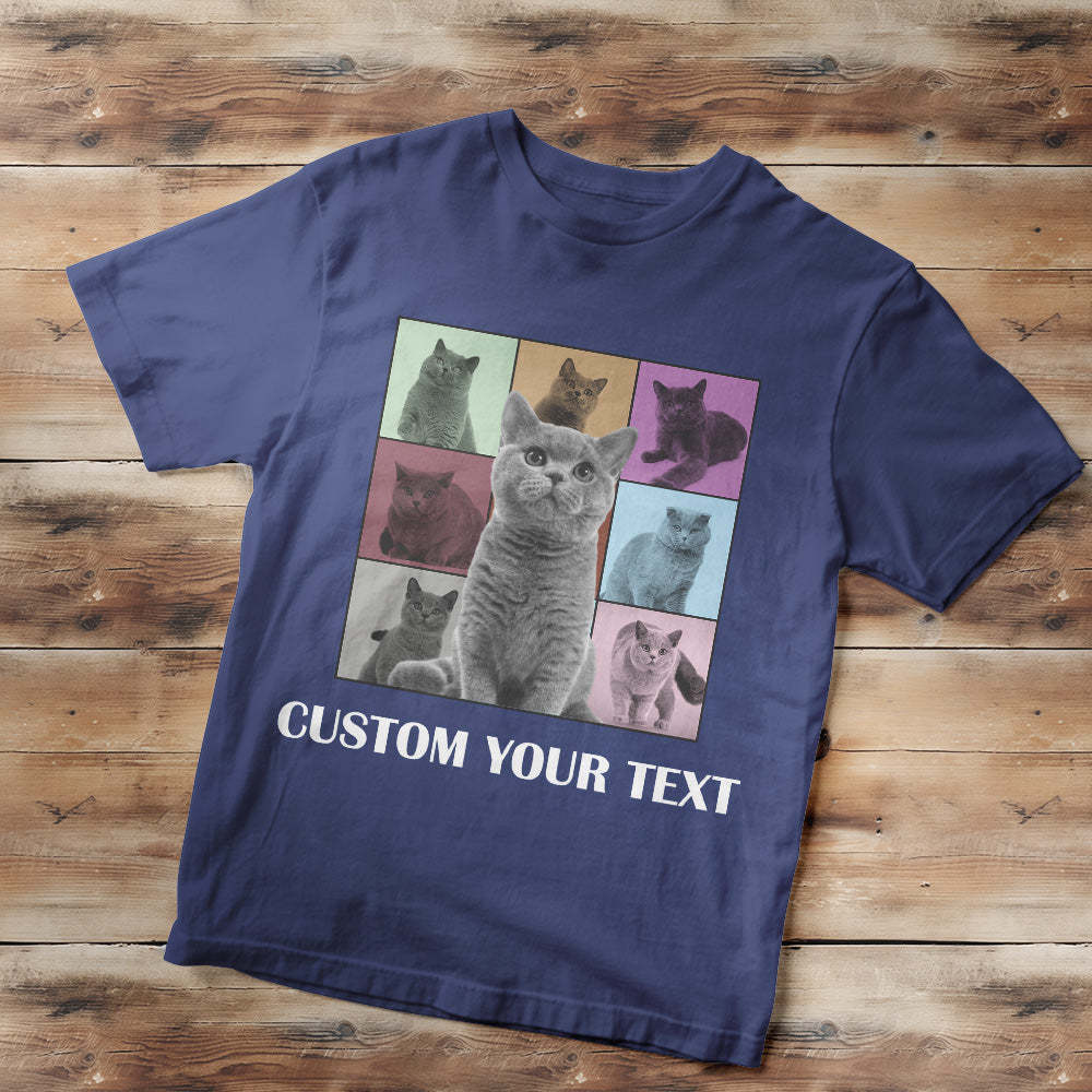 Custom Your Photo and Text Shirt Personalised Dog Photo Shirt Custom Multi Pet Portrait Shirt - MyFaceSocksEU