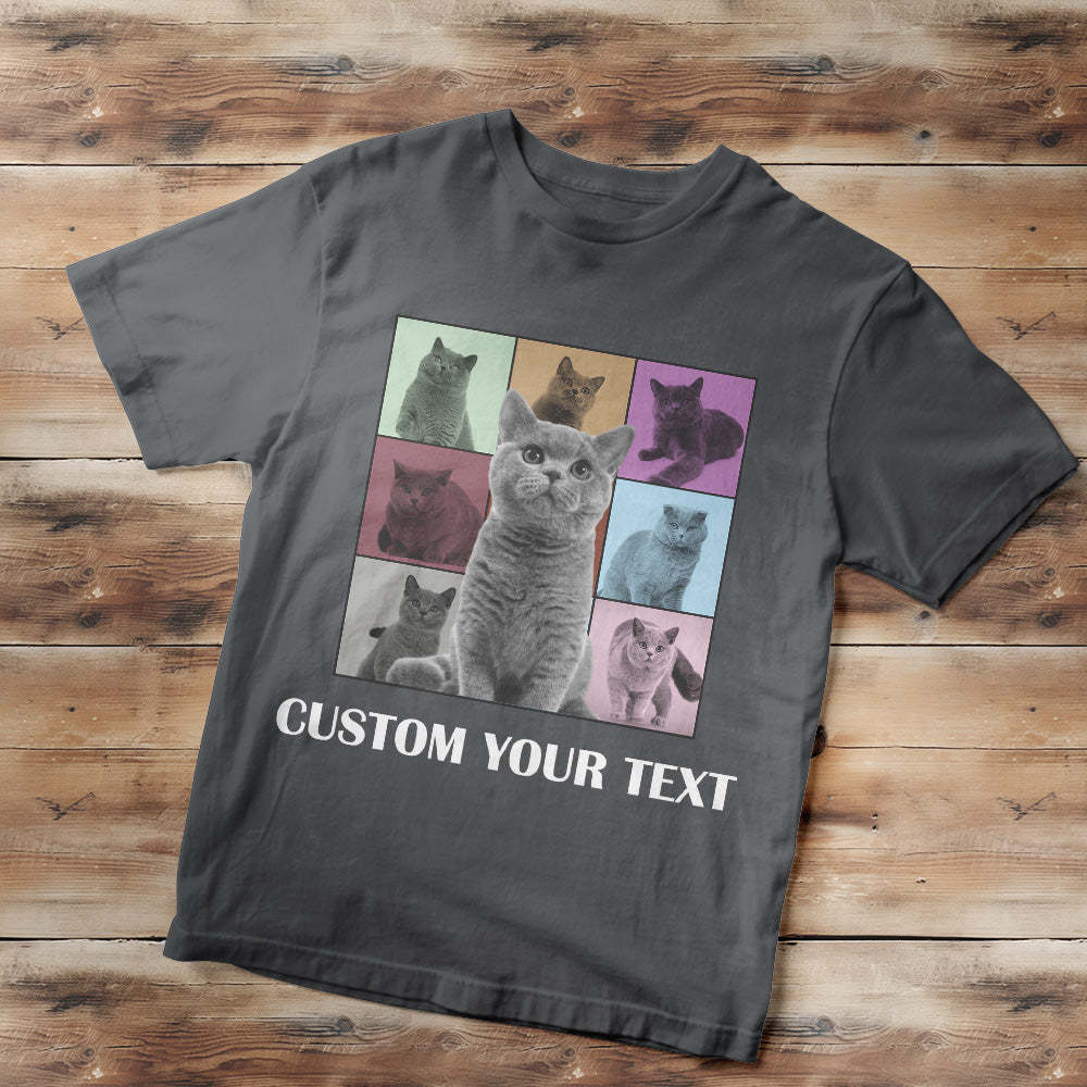 Custom Your Photo and Text Shirt Personalised Dog Photo Shirt Custom Multi Pet Portrait Shirt - MyFaceSocksEU