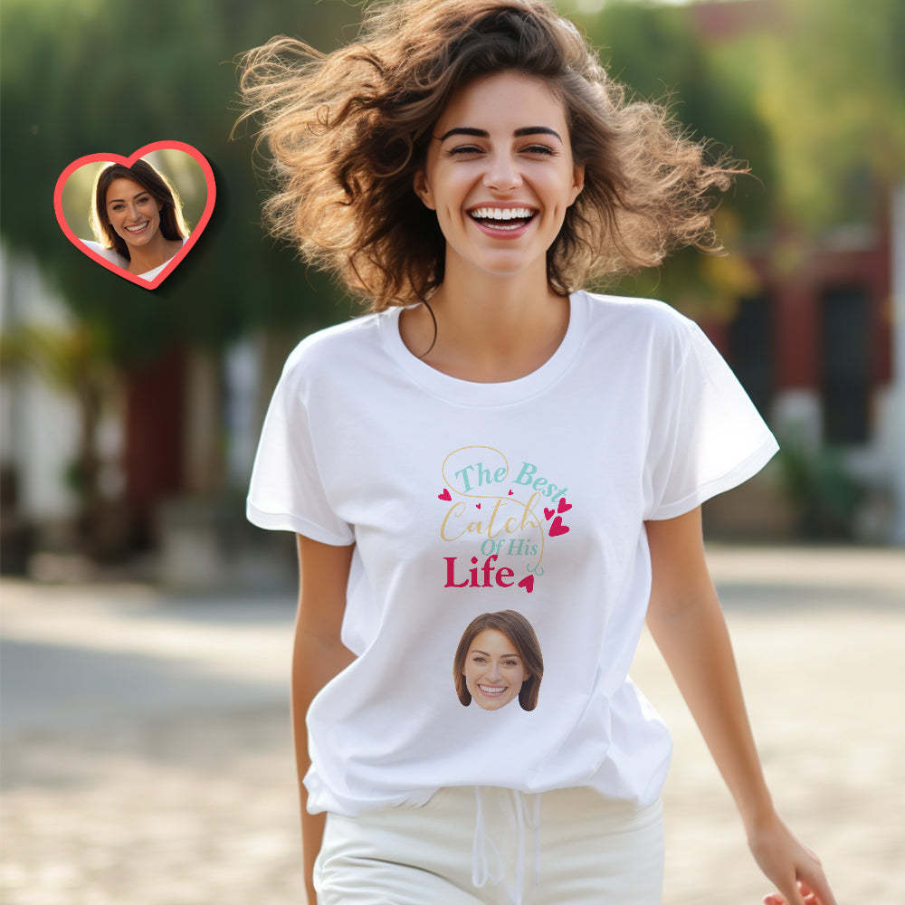 Custom Couple Matching T-shirts Best Catch Personalized Matching Couple Shirts Valentine's Day Gift - MyFaceSocksEU