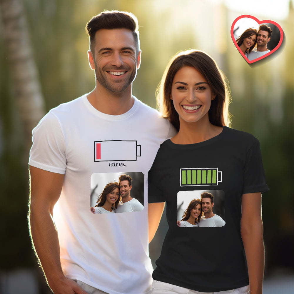 Custom Couple Matching T-shirts HELP ME Personalized Matching Couple Shirts Valentine's Day Gift - MyFaceSocksEU