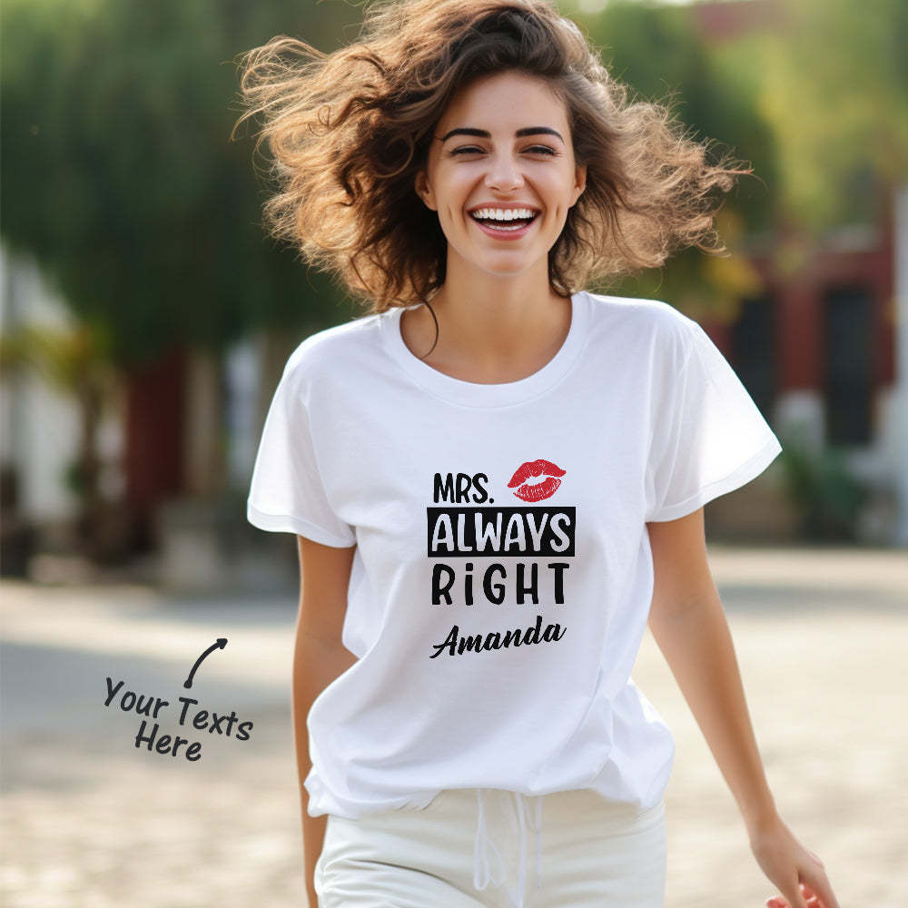Custom Couple Matching T-shirts Mr Never Wrong and Mrs Always Right Valentine's Day Gift - MyFaceSocksEU