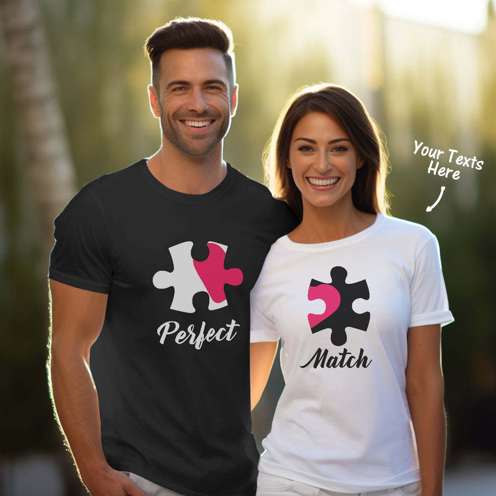 Perfect Match Custom Couple Matching T-shirts Personalized Matching Couple Shirts Valentine's Day Gift - MyFaceSocksEU