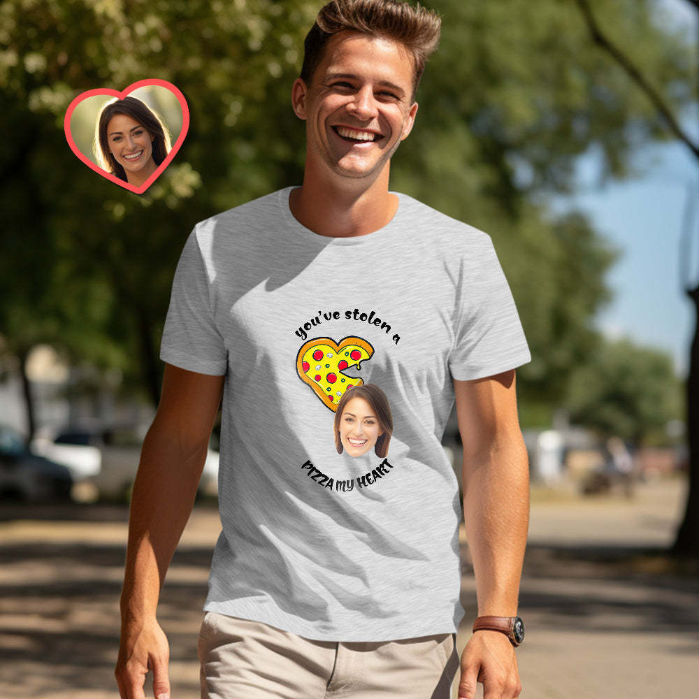Custom Couple Matching T-shirts Pizza My Heart Personalized Matching Couple Shirts Valentine's Day Gift - MyFaceSocksEU