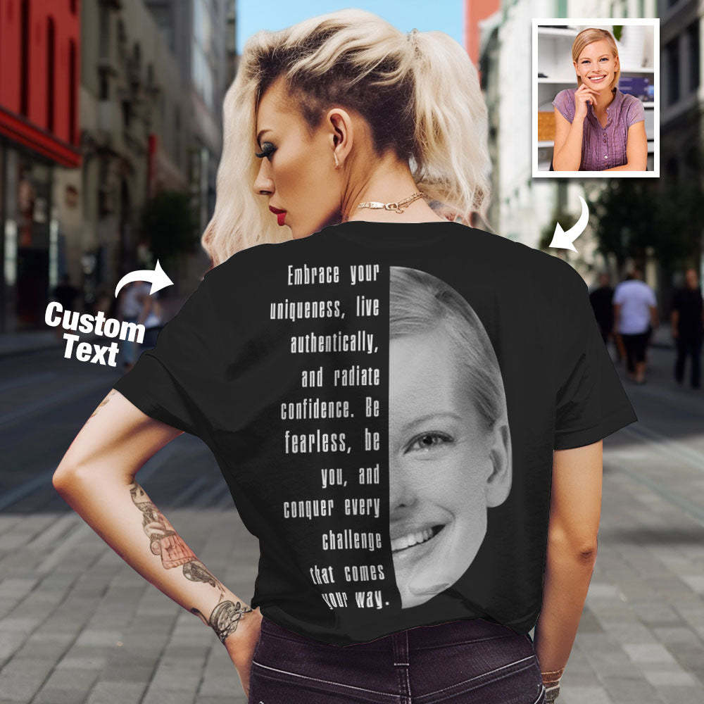 Custom Text and Face T-shirts Personalized Unisex Shirt Fashion Gift for Him for Her - MyFaceSocksEU
