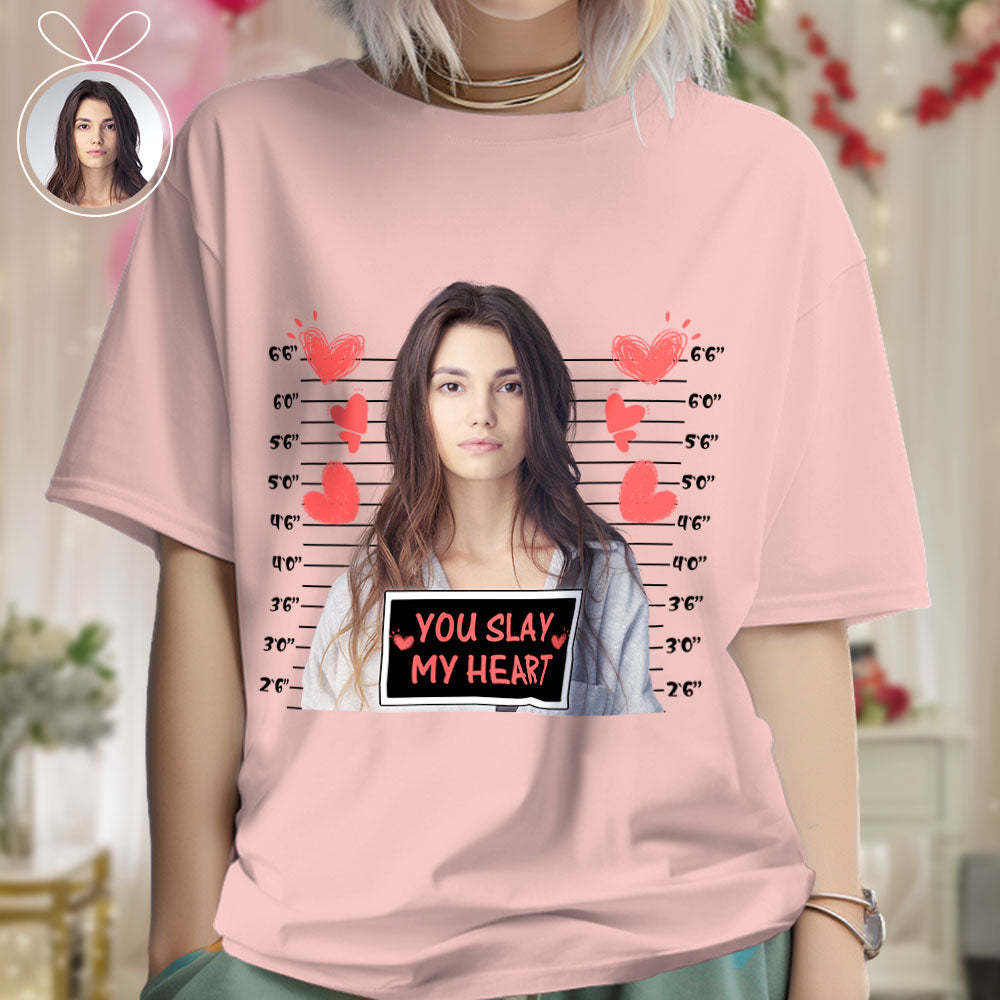 Custom Photo T-shirts Personalized Bust Photo T-shirt Valentine's Day Gifts for Couples - MyFaceSocksEU