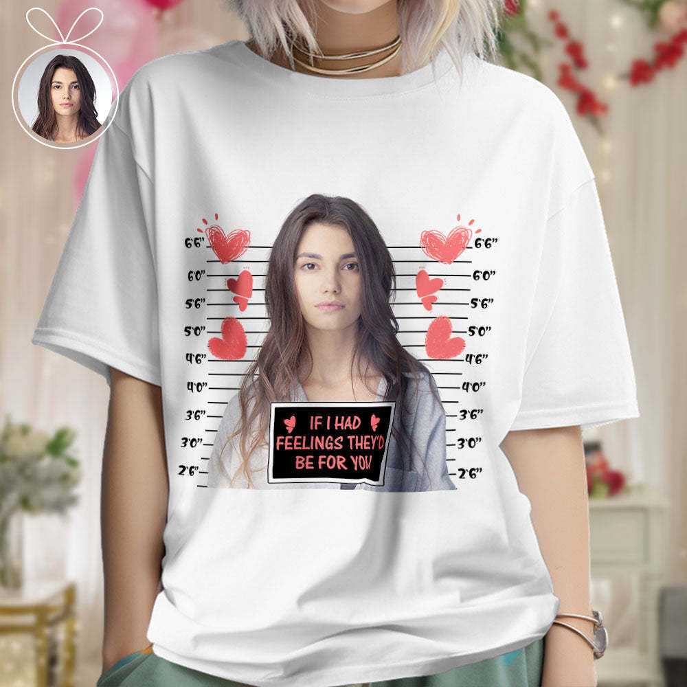 Custom Photo T-shirts Personalized Bust Photo T-shirt Valentine's Day Gifts for Couples - MyFaceSocksEU