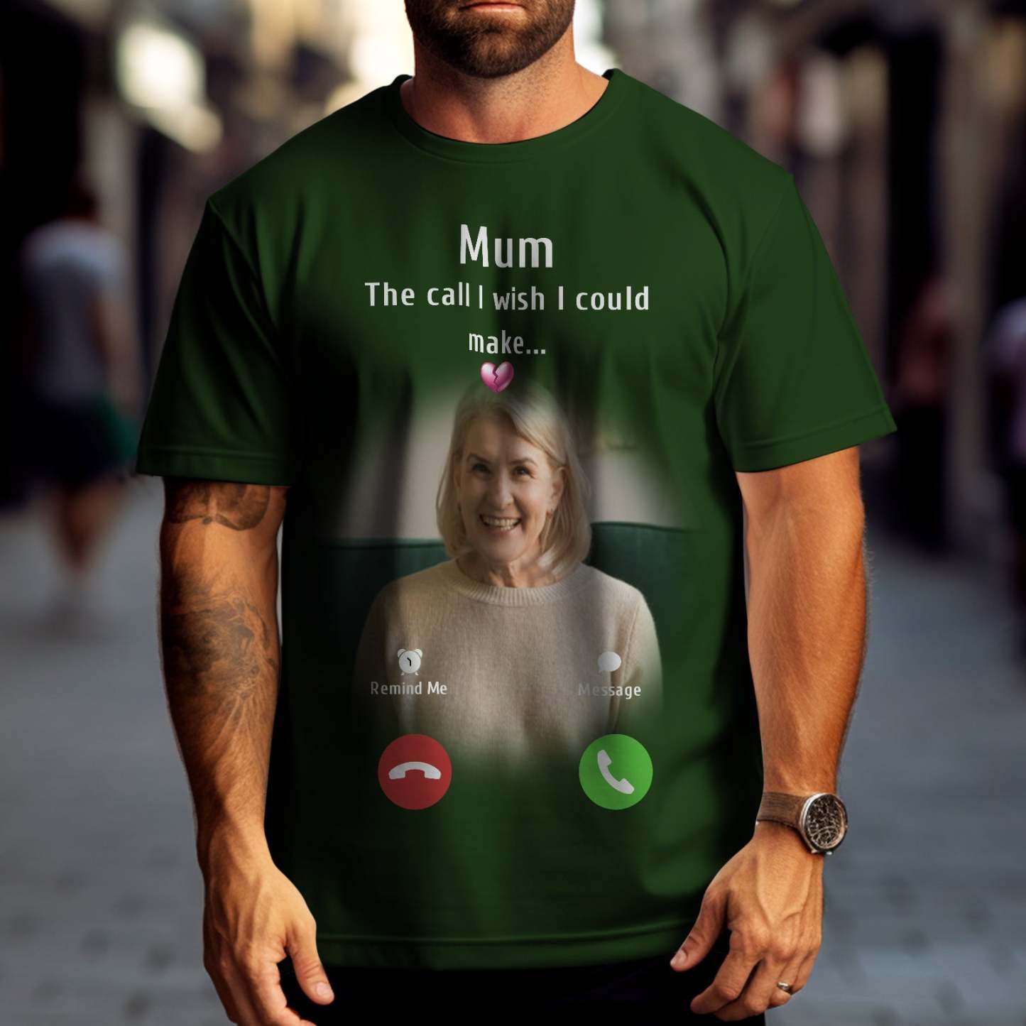 Custom Photo Memorial Mom T-shirt Memorial Gift Idea Personalized Shirt The Call I Wish I Could Make - MyFaceSocksEU