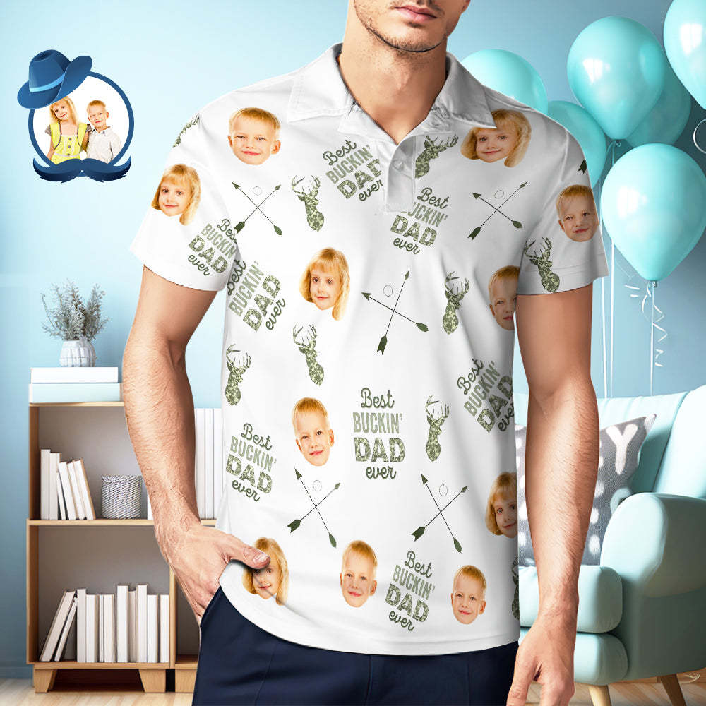 Best Buckin' Dad Ever - Personalized Photo Polo Shirt Custom Photo Polo Shirt - myfacesockseu