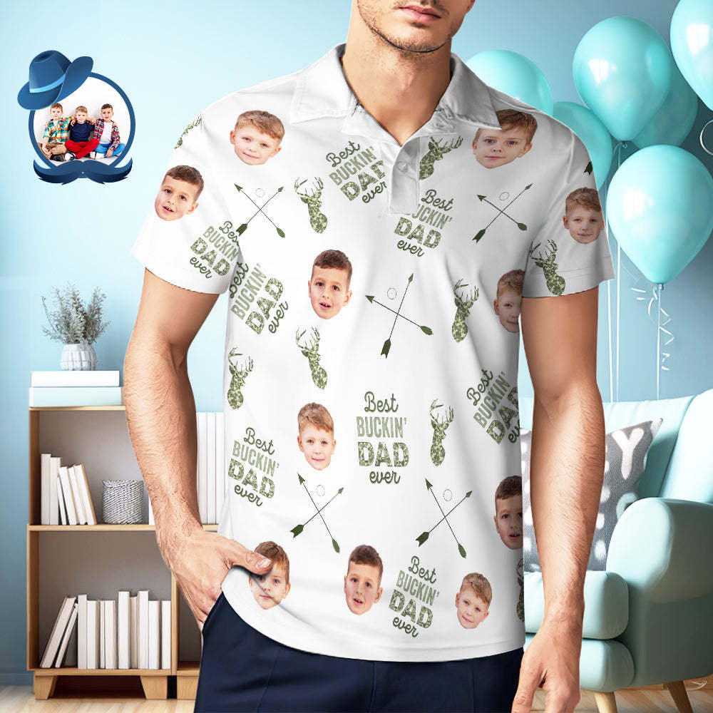 Best Buckin' Dad Ever - Personalized Photo Polo Shirt Custom Photo Polo Shirt - myfacesockseu