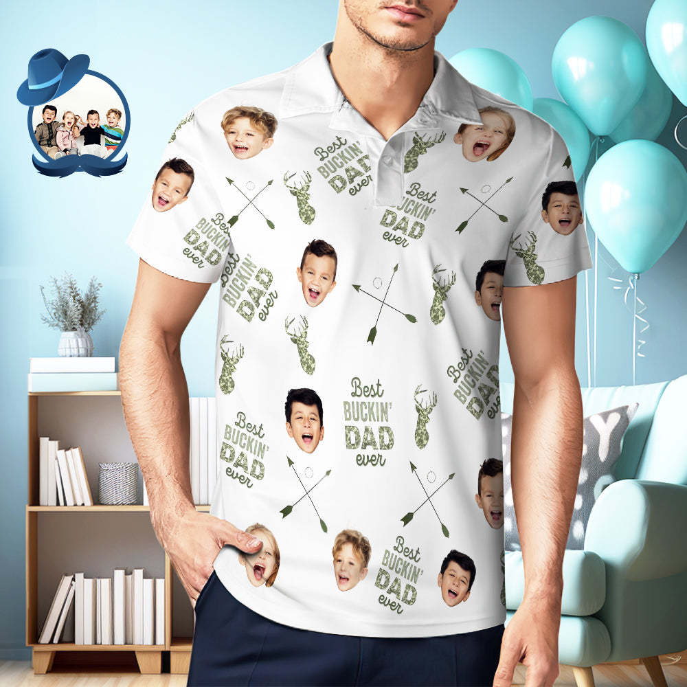 Best Buckin' Dad Ever - Personalized Photo Polo Shirt Custom Photo Polo Shirt - myfacesockseu