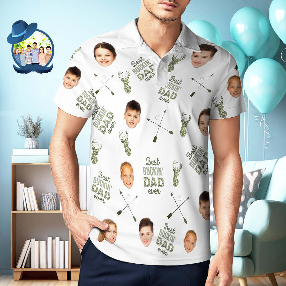 Best Buckin' Dad Ever - Personalized Photo Polo Shirt Custom Photo Polo Shirt - myfacesockseu