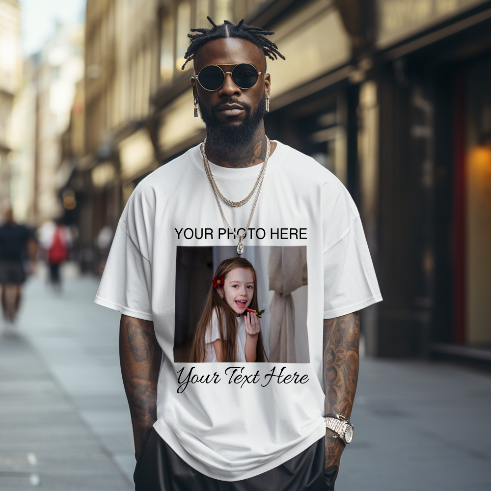 Custom Photo Vintage Tee Personalized Name T-shirt for Men Unique 90s Vintage Shirt Old School Tee - myfacesockseu