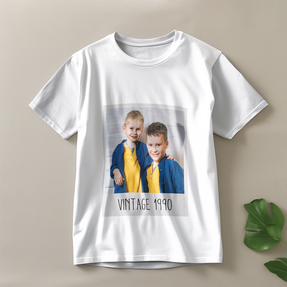 Custom Photo Vintage Tee Personalized Name T-shirt for Men Unique 90s Vintage Shirt Old School Tee - myfacesockseu