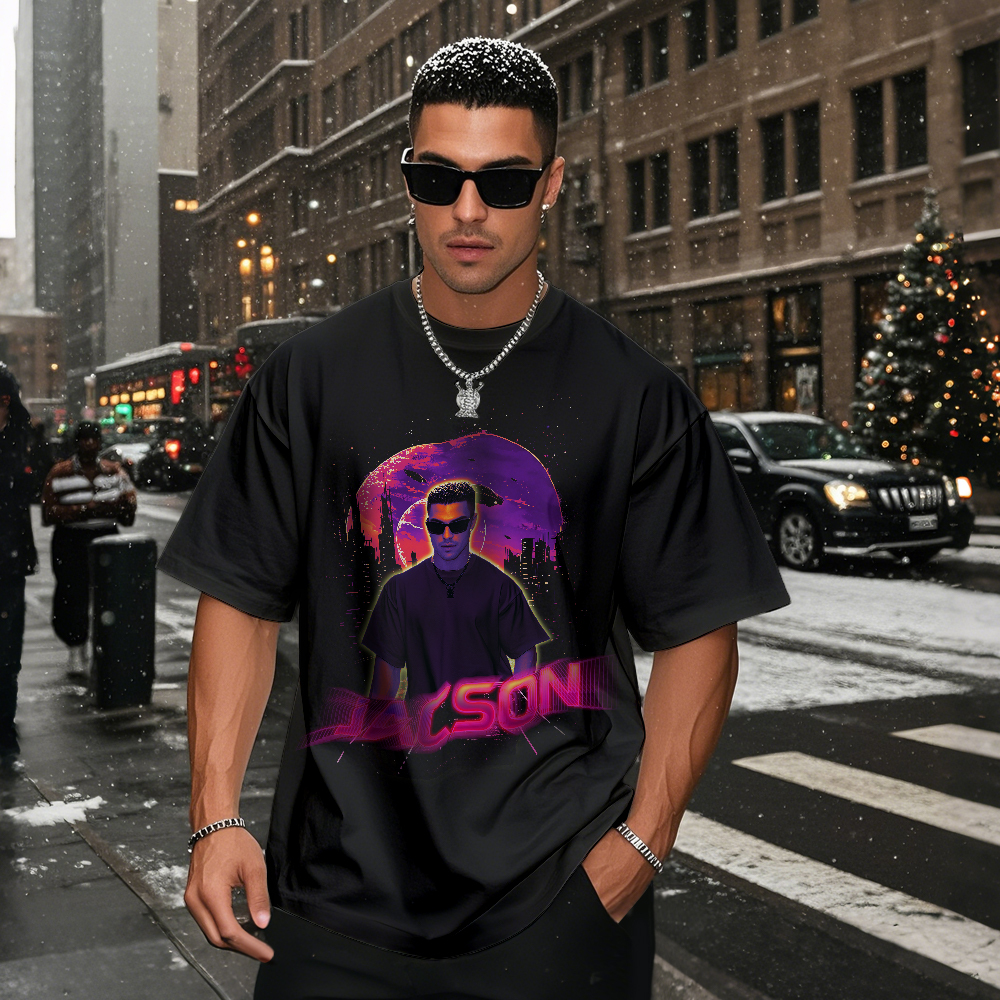 Personalized Photo Vintage Tee Retro Fashion T-shirts Custom Photo Christmas Gifts - myfacesockseu