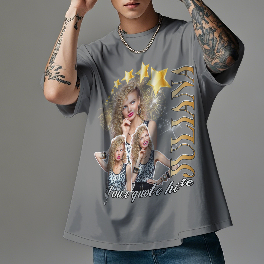 Custom Photo Vintage Retro Birthday T-Shirt Personalized Photo Tshirt Birthday Gift - myfacesockseu