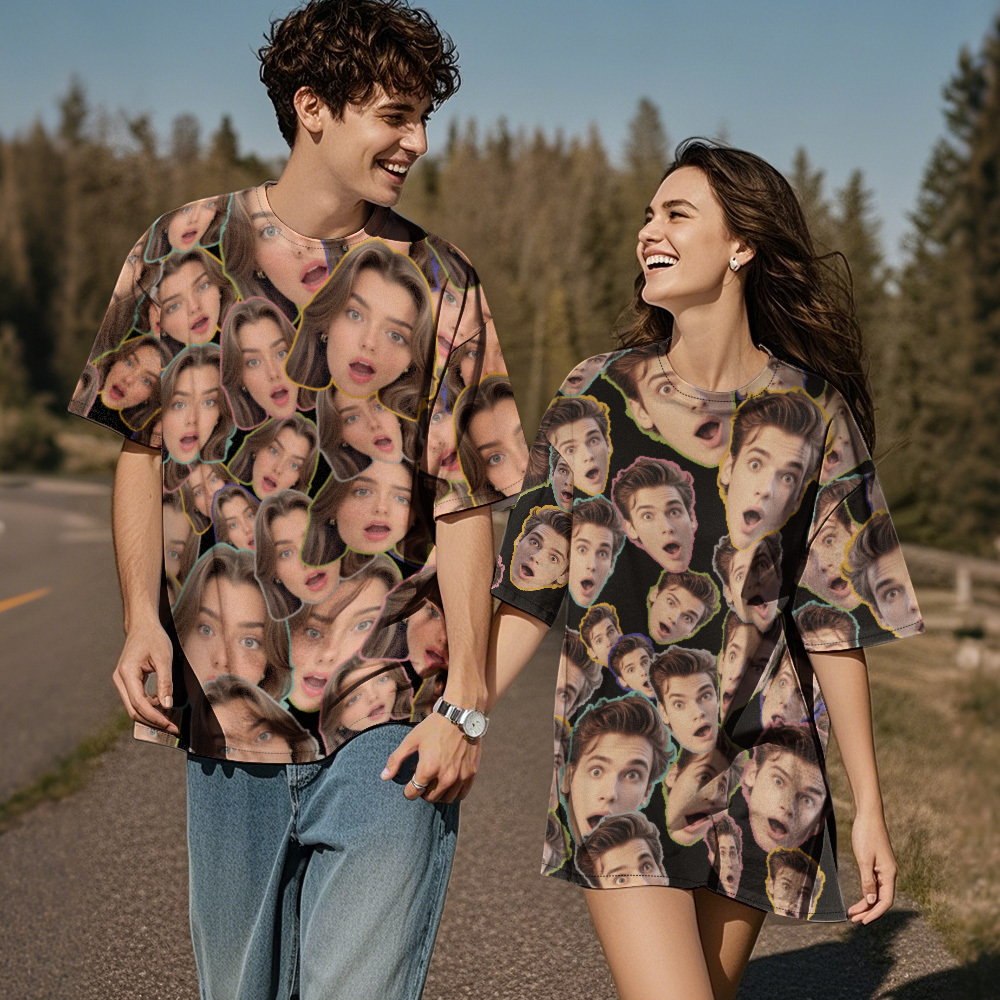 Personalized Mash Face Photo Vintage T-shirts Custom Photo Tee Unique Gifts - myfacesockseu