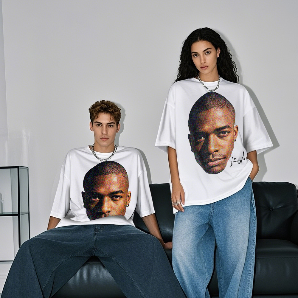 Custom Photo Vintage T-shirts Big Face Funny Photo Tee Unique Gifts Black&White - myfacesockseu
