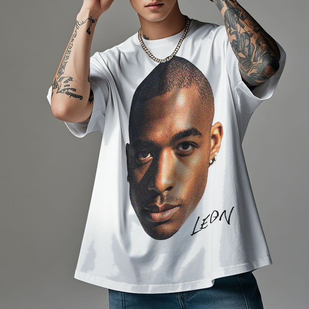 Custom Photo Vintage T-shirts Big Face Funny Photo Tee Unique Gifts Black&White - myfacesockseu