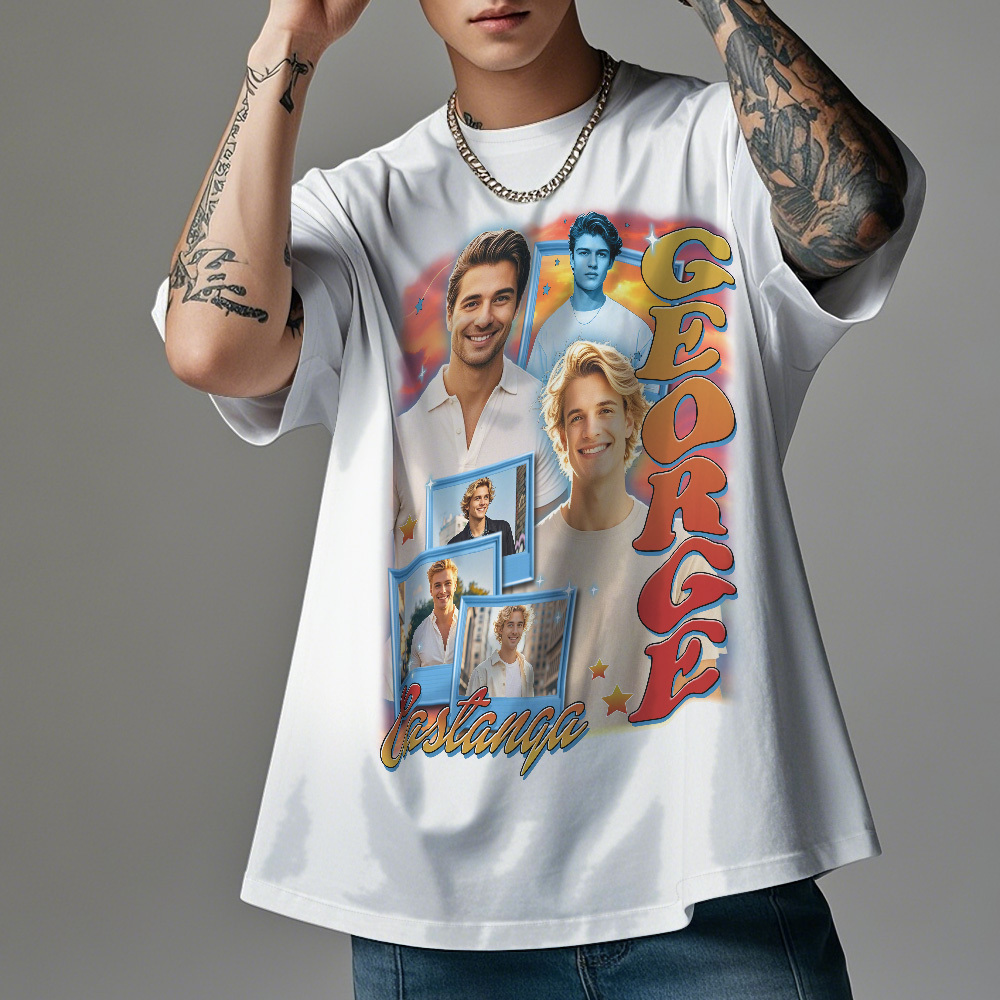 Custom Vintage Photo Tee Personalized Retro T-Shirts for Gift 90s Vintage - myfacesockseu