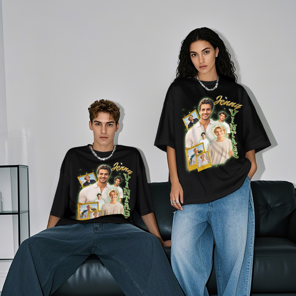 Custom Vintage Photo Tee Personalized Retro T-Shirts for Gift 90s Vintage Gifts for Lover - myfacesockseu