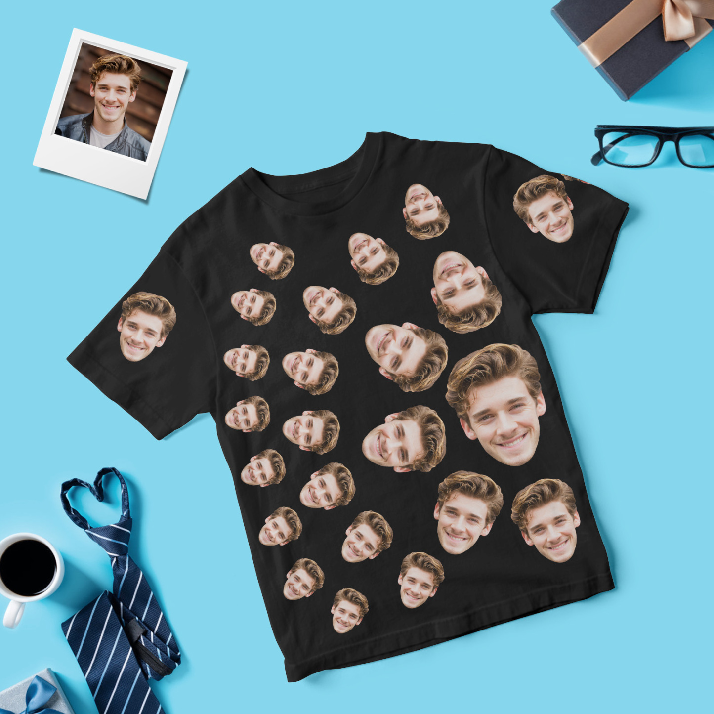 Personalized Father Shirt Name and Photo Shirt Custom Fathers Day Oil Painting Effect T Shirt Gift - myfacesockseu