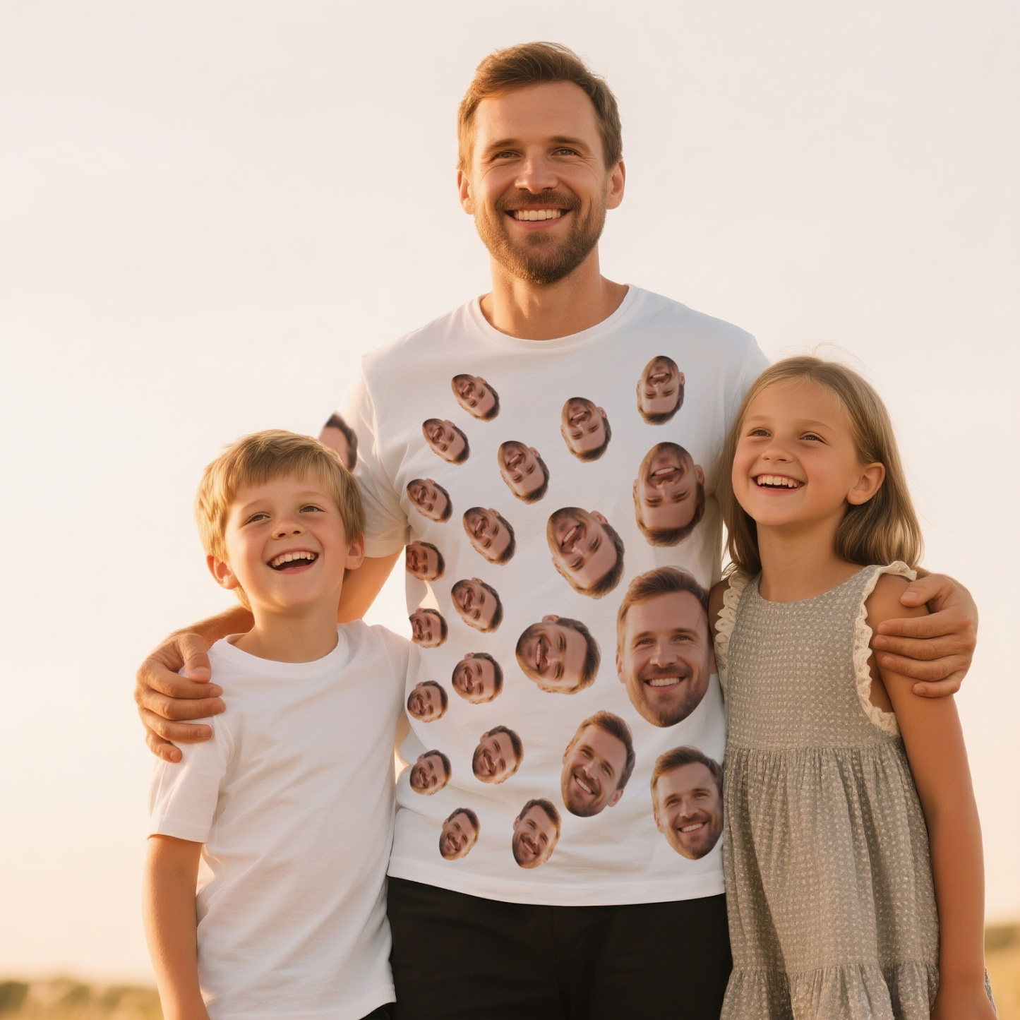 Personalized Father Shirt Name and Photo Shirt Custom Fathers Day Oil Painting Effect T Shirt Gift - myfacesockseu