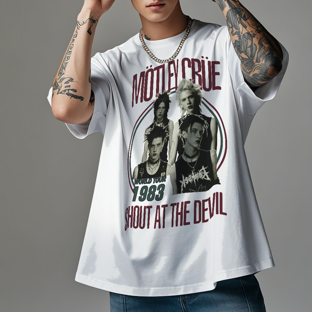 Custom Photo Vintage T-Shirt Motley Crue Shout At The Devil Personalized Face Shirt - myfacesockseu