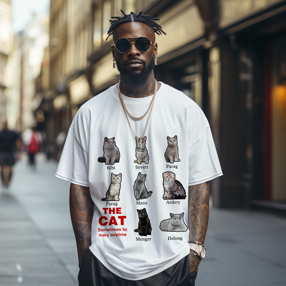 Custom Cat Photo and Name T-Shirt Personalized Pet Shirt for Women Men Cat Mom or Dad Gift - myfacesockseu
