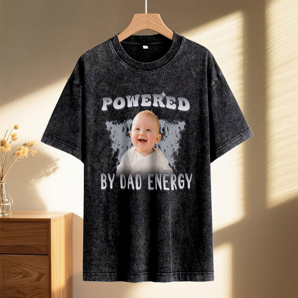 Personalized Photo Vintage T-Shirt Funny Fathers Day Gift for Dad, Retro Washed 90s Graphic Tee Kids Cute Custom Shirt - myfacesockseu