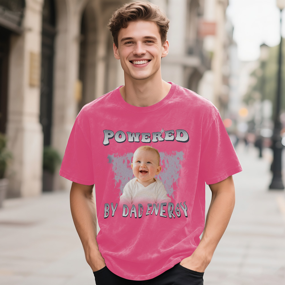 Personalized Photo Vintage T-Shirt Funny Fathers Day Gift for Dad, Retro Washed 90s Graphic Tee Kids Cute Custom Shirt - myfacesockseu