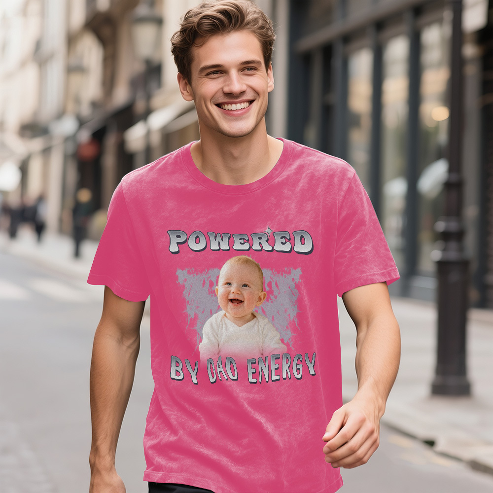 Personalized Photo Vintage T-Shirt Funny Fathers Day Gift for Dad, Retro Washed 90s Graphic Tee Kids Cute Custom Shirt - myfacesockseu