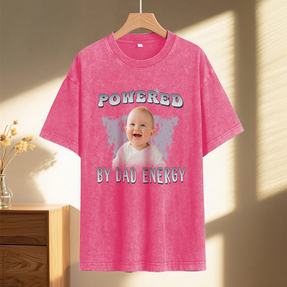 Personalized Photo Vintage T-Shirt Funny Fathers Day Gift for Dad, Retro Washed 90s Graphic Tee Kids Cute Custom Shirt - myfacesockseu