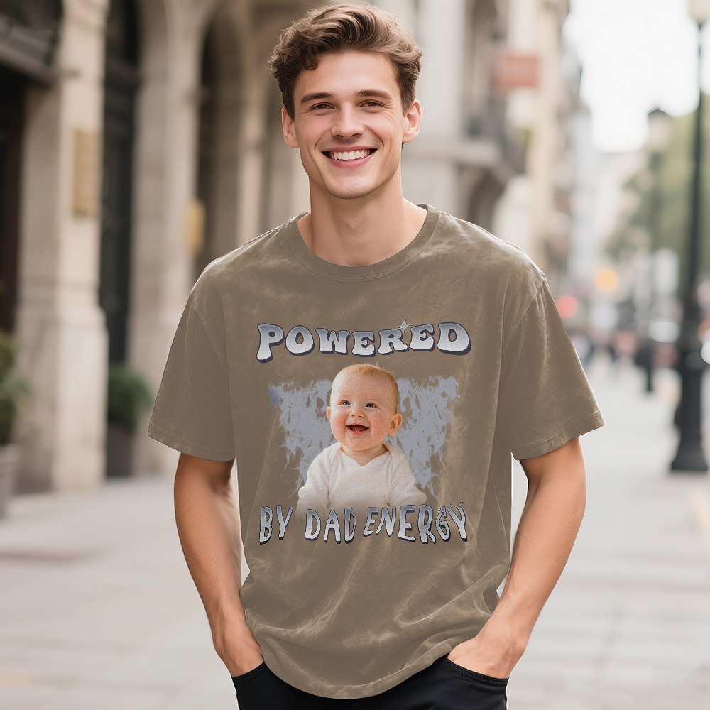 Personalized Photo Vintage T-Shirt Funny Fathers Day Gift for Dad, Retro Washed 90s Graphic Tee Kids Cute Custom Shirt - myfacesockseu