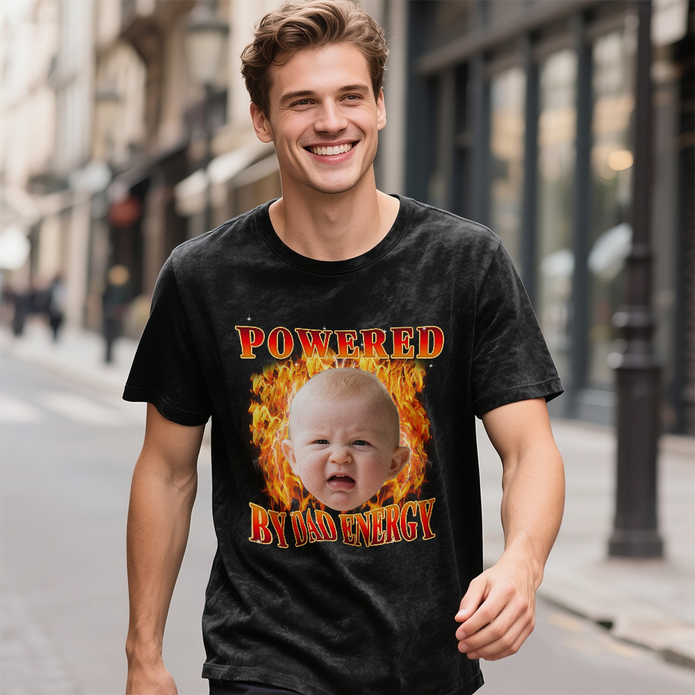 Personalized Photo Vintage T-Shirt Funny Fathers Day Gift for Dad, Retro Washed 90s Graphic Tee Kids Cute Custom Shirt - myfacesockseu