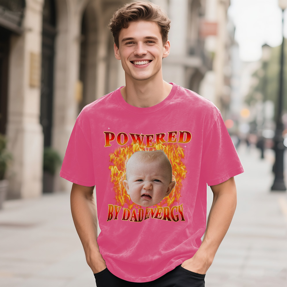 Personalized Photo Vintage T-Shirt Funny Fathers Day Gift for Dad, Retro Washed 90s Graphic Tee Kids Cute Custom Shirt - myfacesockseu