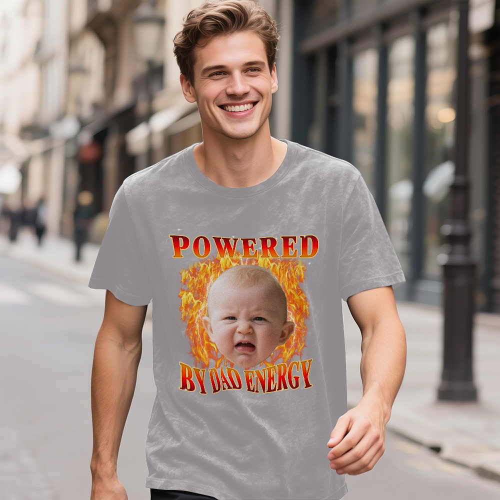 Personalized Photo Vintage T-Shirt Funny Fathers Day Gift for Dad, Retro Washed 90s Graphic Tee Kids Cute Custom Shirt - myfacesockseu