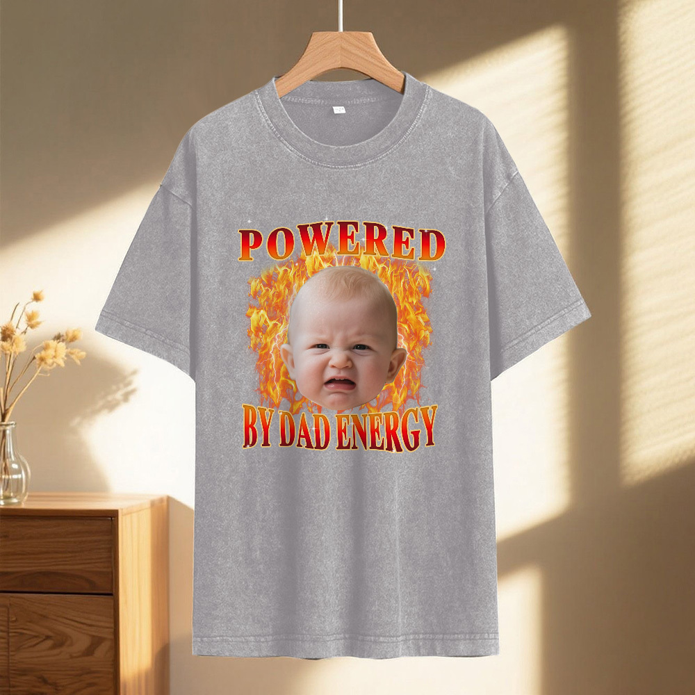Personalized Photo Vintage T-Shirt Funny Fathers Day Gift for Dad, Retro Washed 90s Graphic Tee Kids Cute Custom Shirt - myfacesockseu