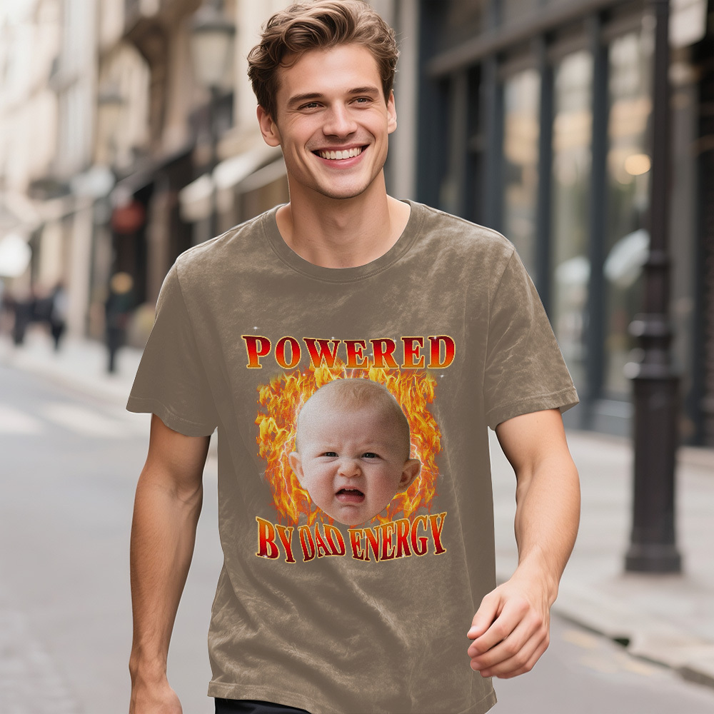 Personalized Photo Vintage T-Shirt Funny Fathers Day Gift for Dad, Retro Washed 90s Graphic Tee Kids Cute Custom Shirt - myfacesockseu