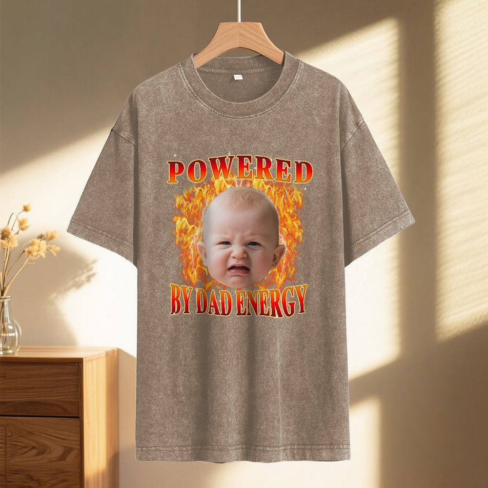Personalized Photo Vintage T-Shirt Funny Fathers Day Gift for Dad, Retro Washed 90s Graphic Tee Kids Cute Custom Shirt - myfacesockseu