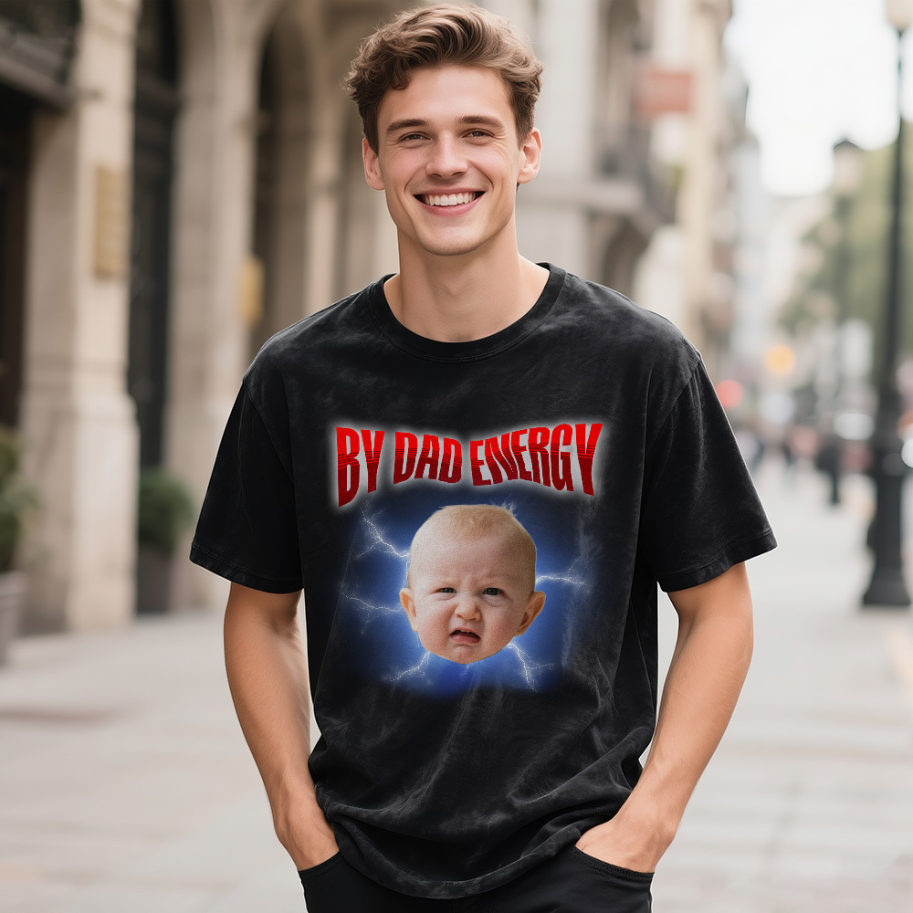 Personalized Photo Vintage T-Shirt Funny Fathers Day Gift for Dad, Retro Washed 90s Graphic Tee Kids Cute Custom Shirt - myfacesockseu