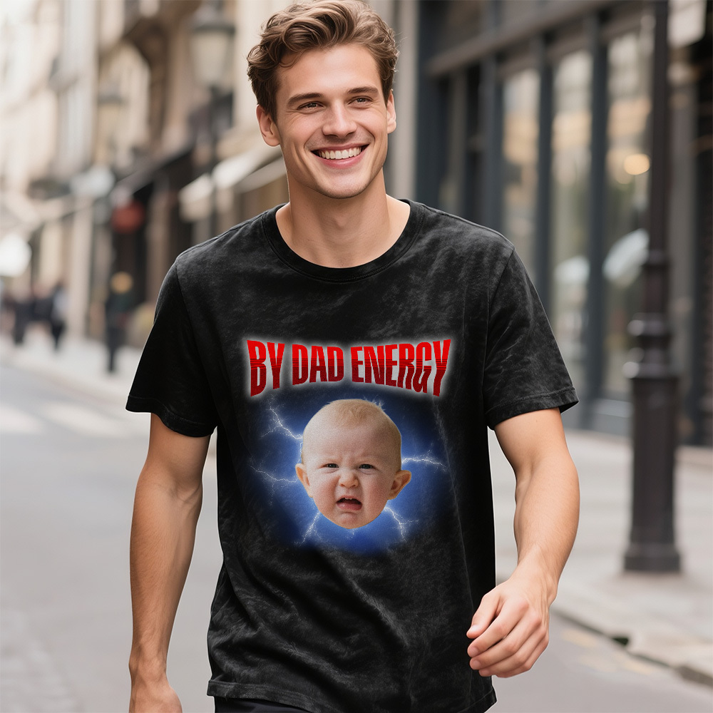 Personalized Photo Vintage T-Shirt Funny Fathers Day Gift for Dad, Retro Washed 90s Graphic Tee Kids Cute Custom Shirt - myfacesockseu