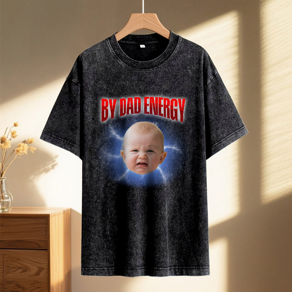 Personalized Photo Vintage T-Shirt Funny Fathers Day Gift for Dad, Retro Washed 90s Graphic Tee Kids Cute Custom Shirt - myfacesockseu