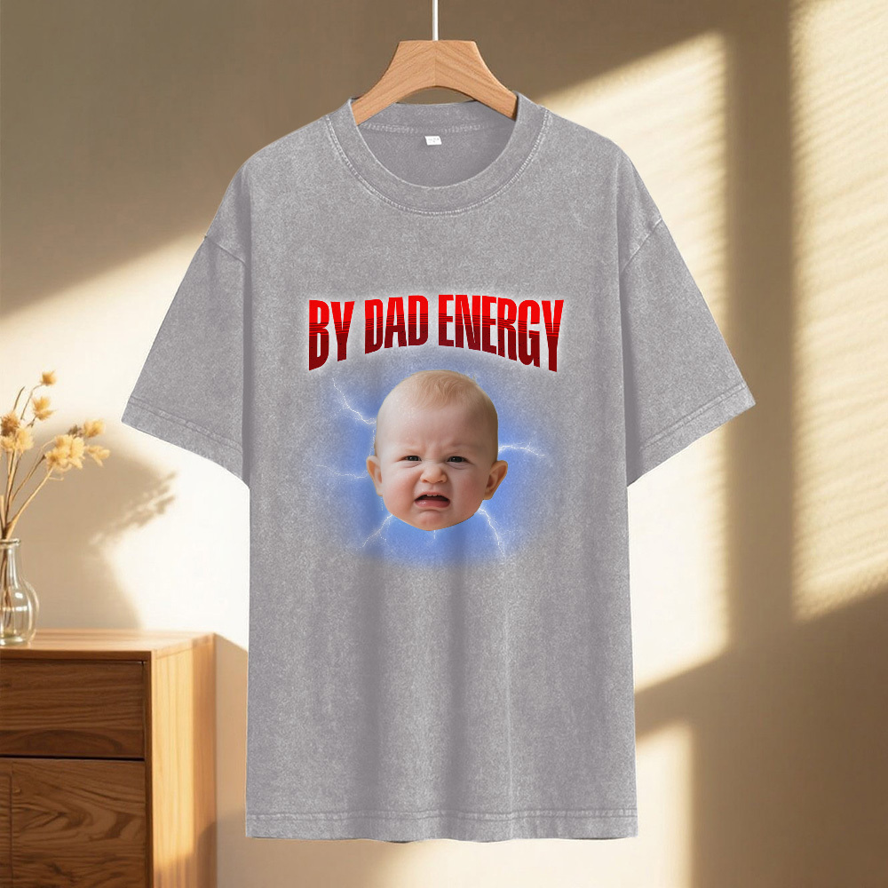 Personalized Photo Vintage T-Shirt Funny Fathers Day Gift for Dad, Retro Washed 90s Graphic Tee Kids Cute Custom Shirt - myfacesockseu