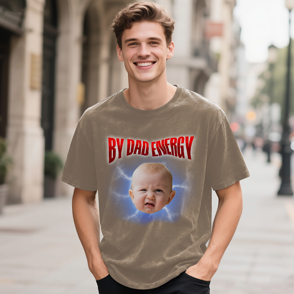 Personalized Photo Vintage T-Shirt Funny Fathers Day Gift for Dad, Retro Washed 90s Graphic Tee Kids Cute Custom Shirt - myfacesockseu