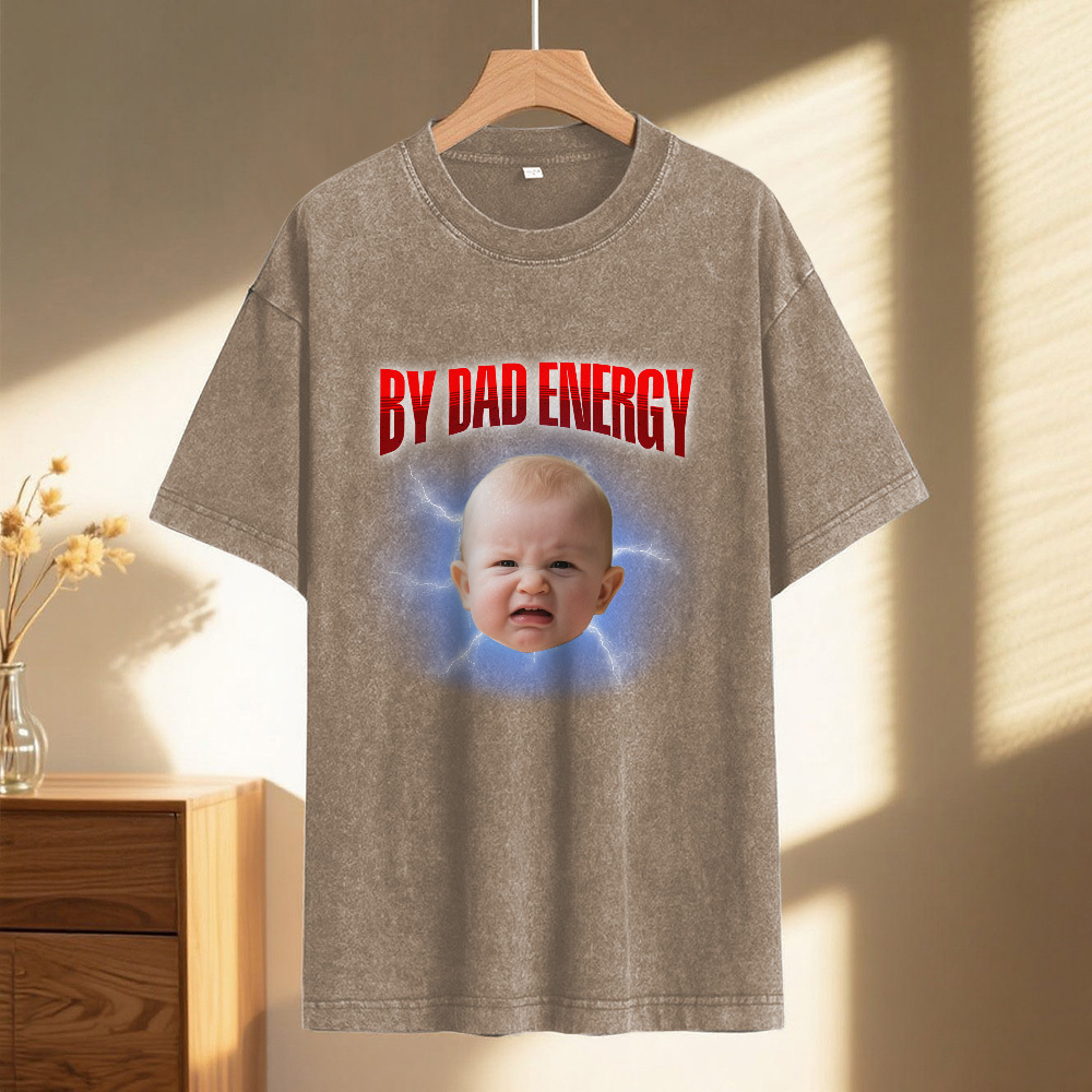 Personalized Photo Vintage T-Shirt Funny Fathers Day Gift for Dad, Retro Washed 90s Graphic Tee Kids Cute Custom Shirt - myfacesockseu