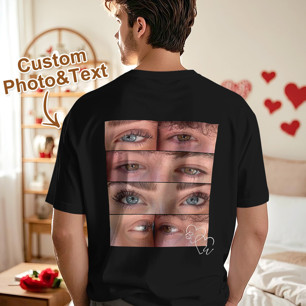 Custom Photo T-shirt Personalized Eyes Shirt for Couple - myfacesockseu