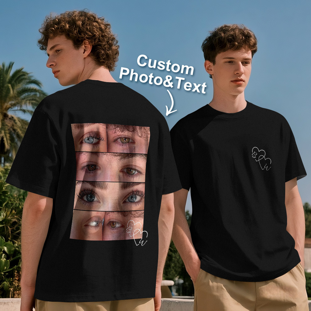 Custom Photo T-shirt Personalized Eyes Shirt for Couple - myfacesockseu